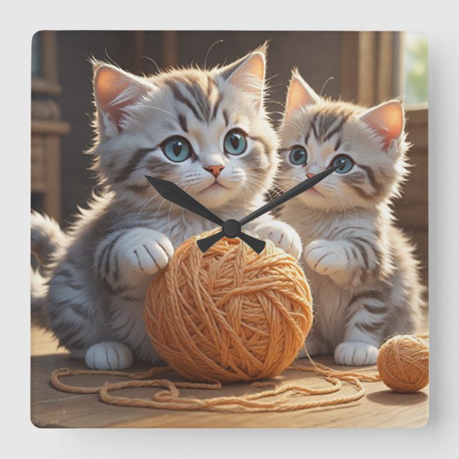 Reloj Cuadrado Gatitos (Anverso)