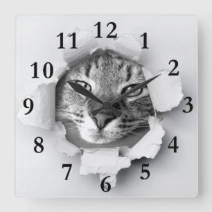 Reloj Cuadrado Gato