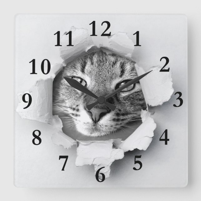 Reloj Cuadrado Gato (Anverso)