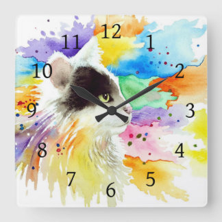 Reloj Cuadrado Gato 605