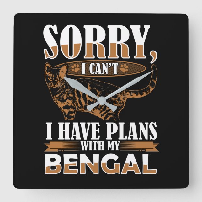 Reloj Cuadrado Gato Bengal (Anverso)