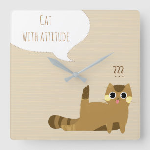 Reloj Cuadrado Gato con actitud