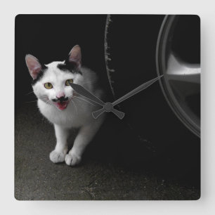 Reloj Cuadrado Gato con bigote