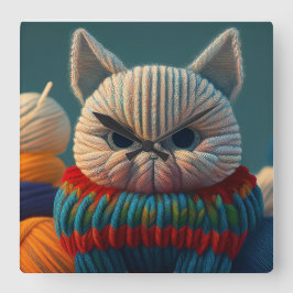 Reloj Cuadrado Gato Con Una Actitud "A" Capital