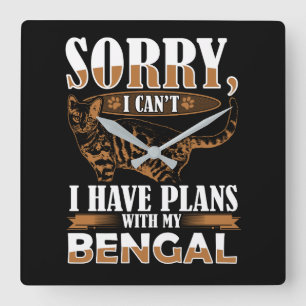 Reloj Cuadrado Gato de Bengala