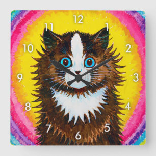 Reloj Cuadrado Gato en un arcoiris, Louis Wain