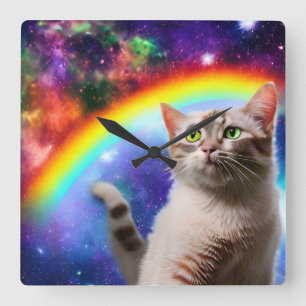 Reloj Cuadrado Gato espacial