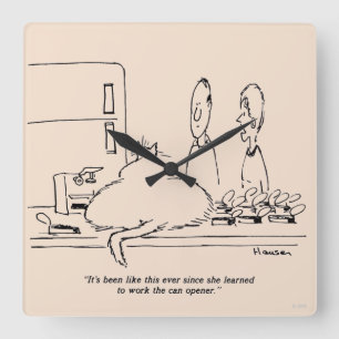 Reloj Cuadrado Gato gordo