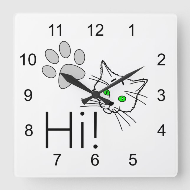 Reloj Cuadrado Gato - ¡Hola! (Anverso)