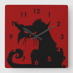 Reloj Cuadrado Gato negro