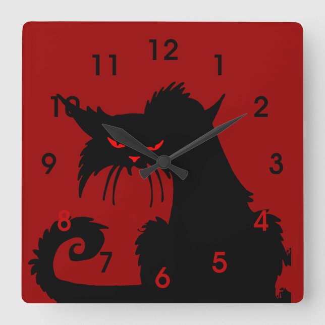 Reloj Cuadrado Gato negro (Anverso)