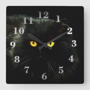 Reloj Cuadrado Gato negro