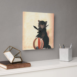 Reloj Cuadrado Gato negro vintage de HALLOWEEN