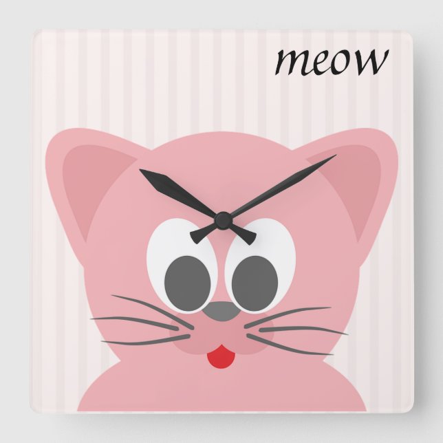 Reloj Cuadrado Gato rosa dulce de moda (Anverso)