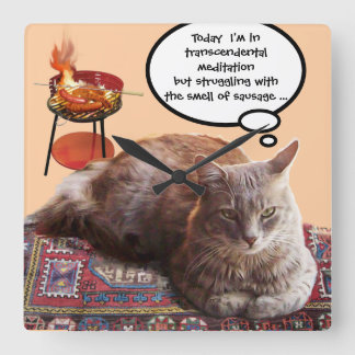 RELOJ CUADRADO GATO TURCO EN MEDITACIÓN TRANSCENDENTAL
