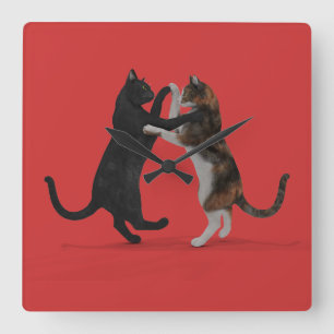 Reloj Cuadrado Gatos de baile dulce