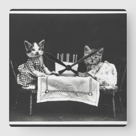 Reloj Cuadrado Gatos de cosecha en una fiesta de cumpleaños