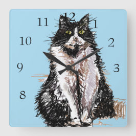 Reloj Cuadrado Gatos De Tuxedo Gatos Arte Animales Niños Nursery