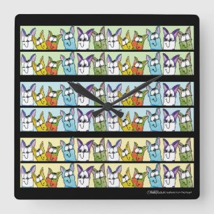 Reloj Cuadrado Gatos Kitty Coloridos