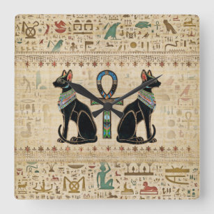 Reloj Cuadrado Gatos y cruz de tobillo egipcios