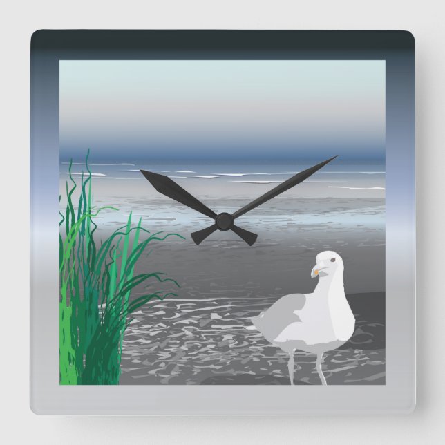 Reloj Cuadrado Gaviota de banco de niebla (Anverso)