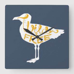 Reloj Cuadrado Gaviota el   salvaje y libre