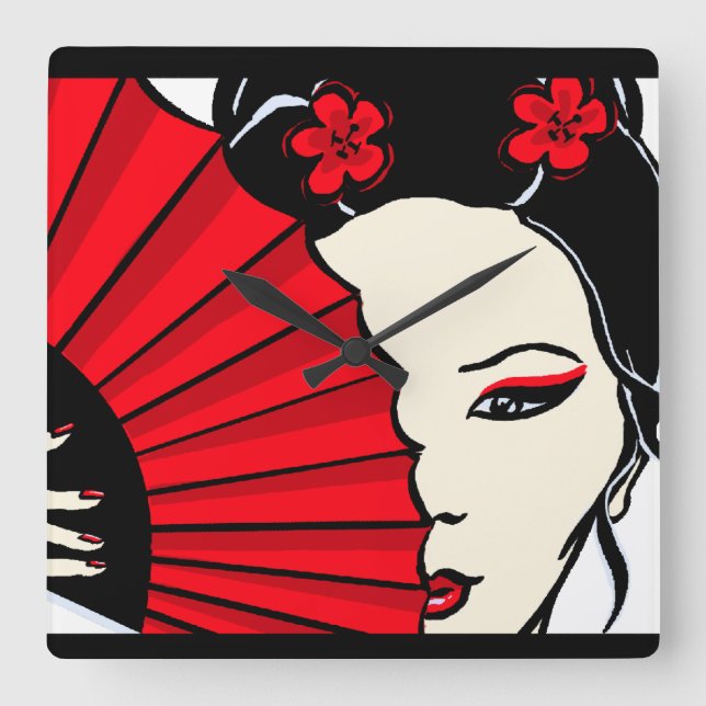 Reloj Cuadrado Geisha (Anverso)