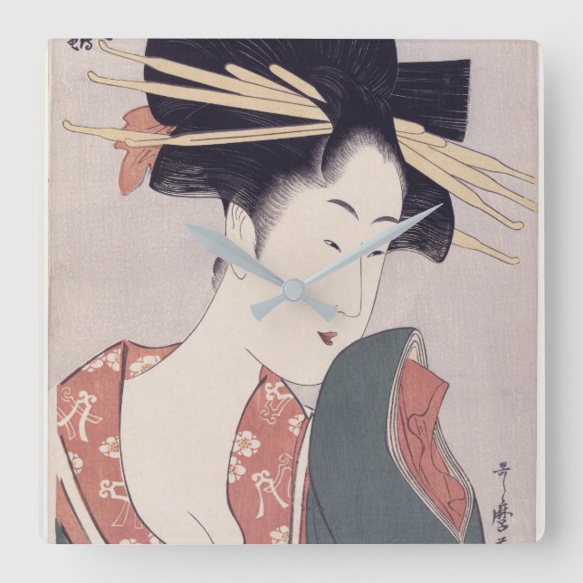 Reloj Cuadrado Geisha japonés (Anverso)