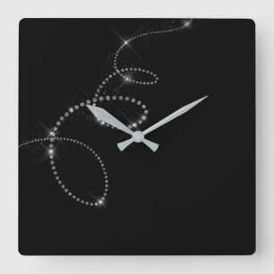 Reloj Cuadrado Gemelos Gris de Plata Negra Crystal Swarovski Infi