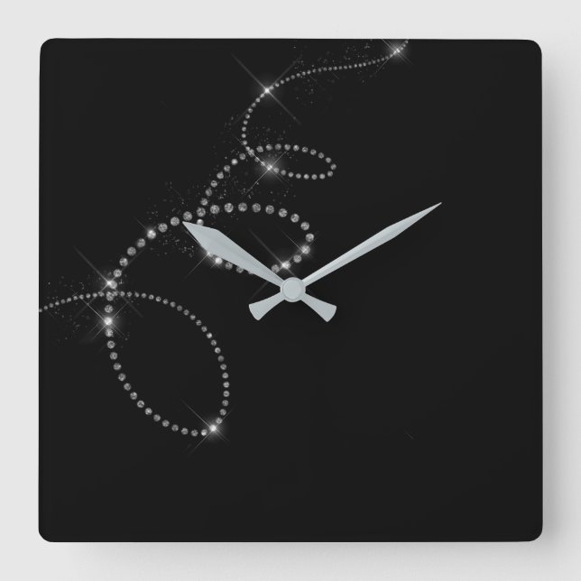 Reloj Cuadrado Gemelos Gris de Plata Negra Crystal Swarovski Infi (Anverso)