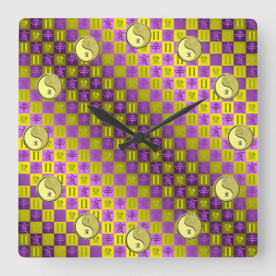 Reloj Cuadrado Géminis y Buey de Metal