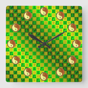 Reloj Cuadrado Géminis y Cabra de Madera