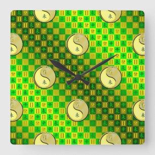 Reloj Cuadrado Géminis y Cabra de Metal