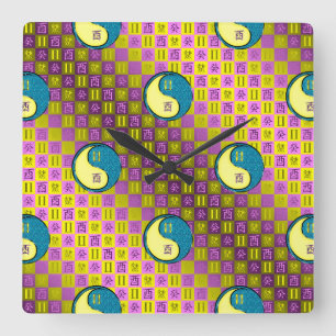Reloj Cuadrado Géminis y Gallo de Agua