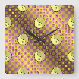 Reloj Cuadrado Géminis y Gallo de Metal