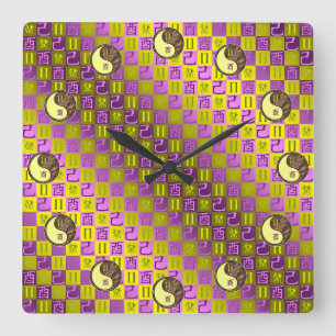 Reloj Cuadrado Géminis y Gallo de Tierra