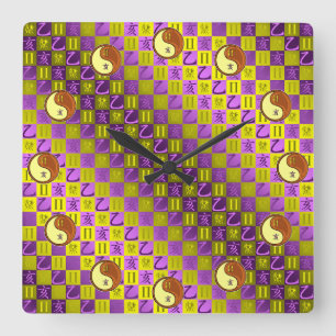 Reloj Cuadrado Géminis y Jabalí de Madera
