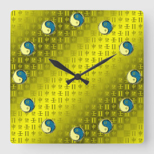 Reloj Cuadrado Géminis y Mono de Agua