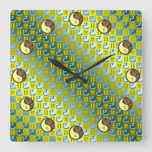 Reloj Cuadrado Géminis y Serpiente de Tierra