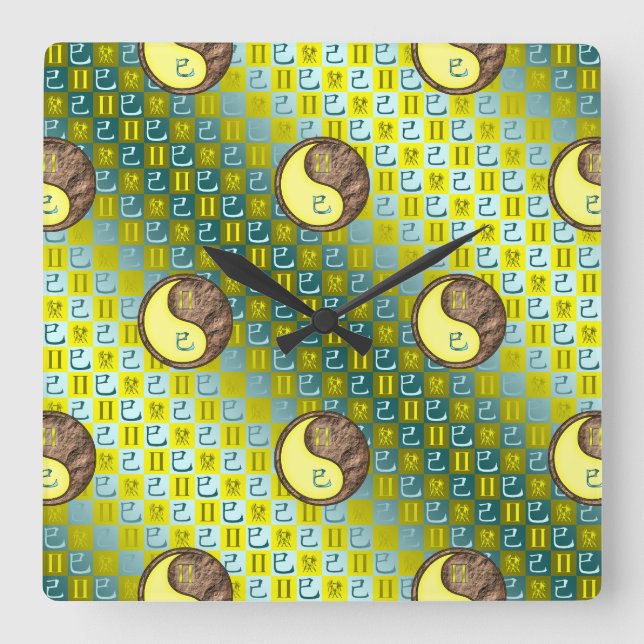 Reloj Cuadrado Géminis y Serpiente de Tierra (Anverso)