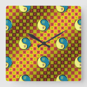 Reloj Cuadrado Géminis y Tigre de Agua