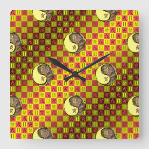 Reloj Cuadrado Géminis y Tigre de Tierra