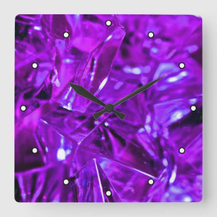 Reloj Cuadrado Gemstone púrpura de cristal con puntos