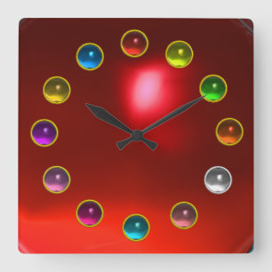 RELOJ CUADRADO GEMSTONES COLORIDOS 3D IMPRESIONADOS