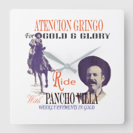 Reloj Cuadrado General Pancho Villa 🎖️ Héroe Mexicano