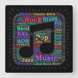 Reloj Cuadrado Géneros musicales coloridos
