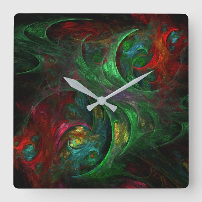Reloj Cuadrado Génesis Green Abstract Art Square (Anverso)