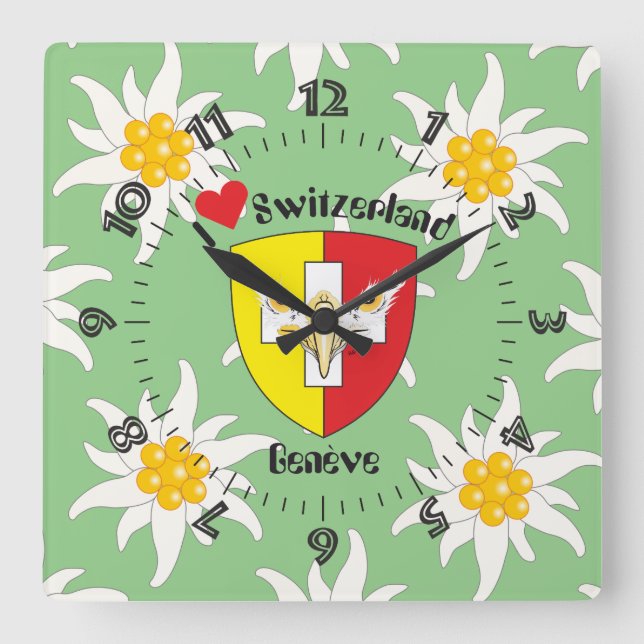 Reloj Cuadrado Genf / Genève Schweiz Suisse Svizzera Uhr (Anverso)