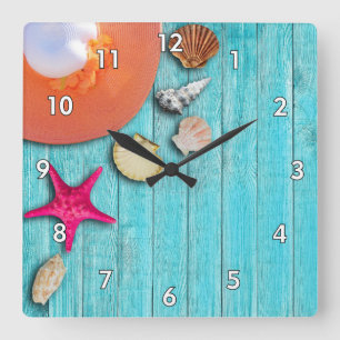 Reloj Cuadrado Genial y Colorido Tema Oceánico