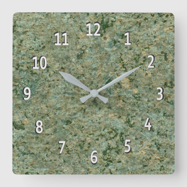 Reloj Cuadrado Geología Naturaleza Foto Roca verde Textura (Anverso)